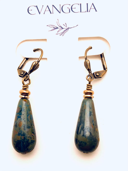 Czech Glass Earrings. Long Ovals