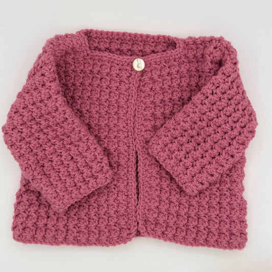 12-18 M Dusty Rose Acrylic Crochet Swing Jacket