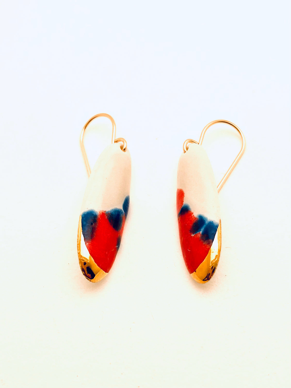 Cobalt and Rouge Oval Earrings