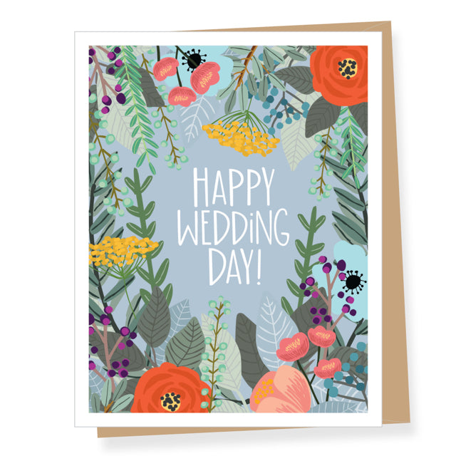 Floral Happy Wedding Day Card