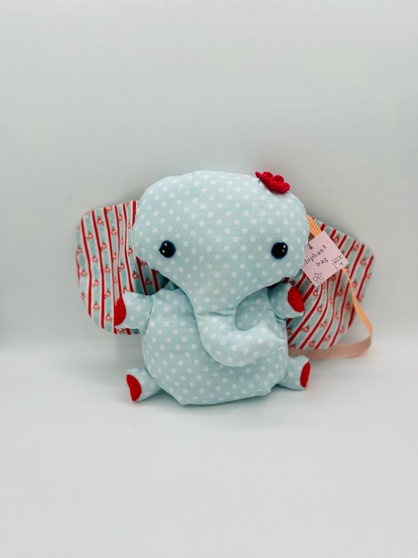 Elephant Bag in Blue Polka Dots