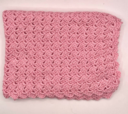 Pink Acrylic Crochet Baby Stroller Blanket