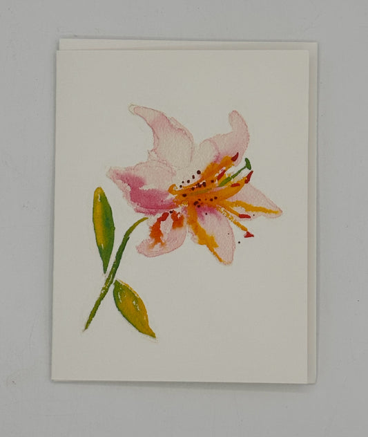 Watercolor Pink Lily Card