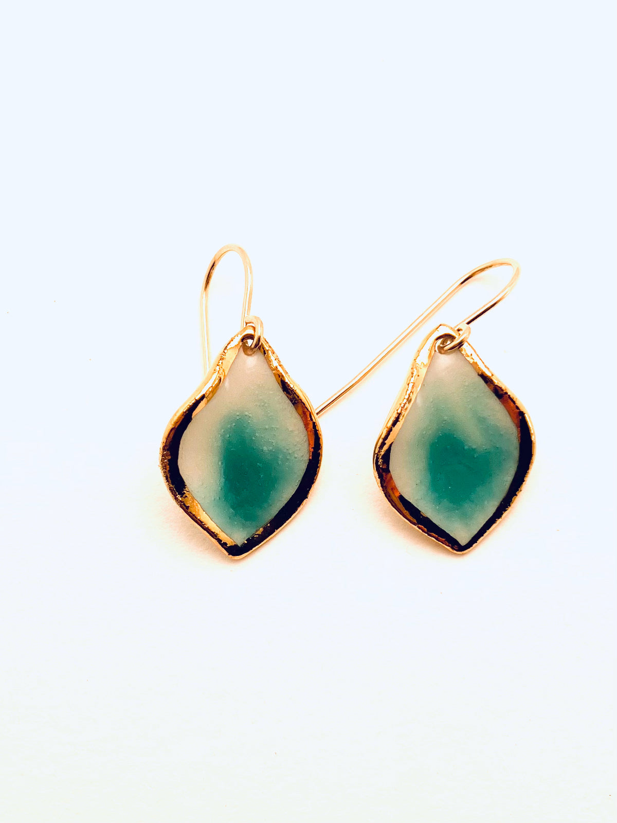 Coral Reef  Marquise Earrings, Turquoise Glaze