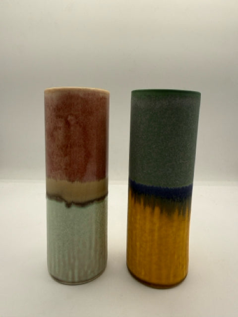 Assorted Multi-toned Large Cylinder Porcelain Vases