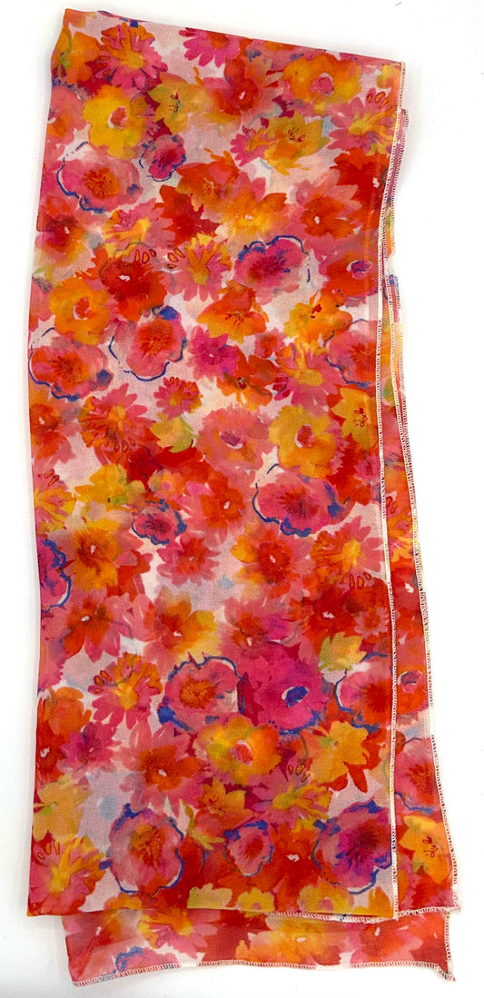Shades of Orange & Pink Multi Colored Poly Scarf