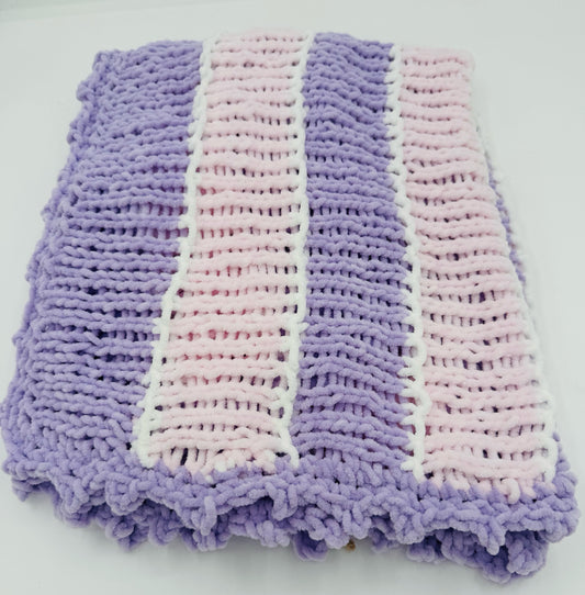 Purple and Pink Acrylic Chenille Baby Blanket