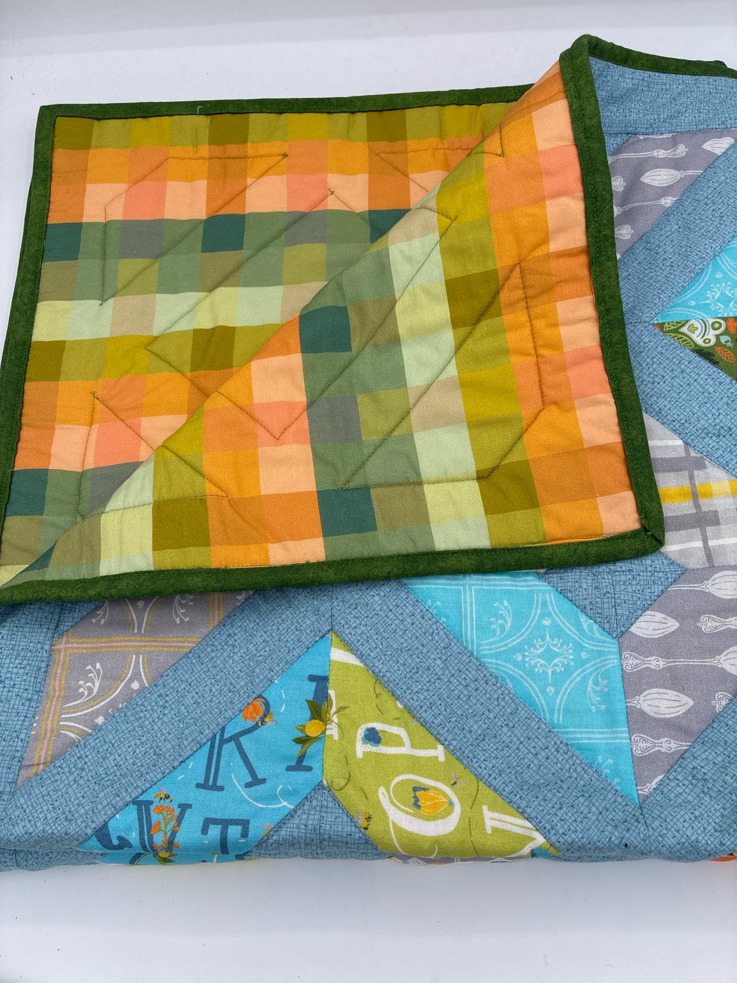 Blue, Green, Orange Quilted Playmat