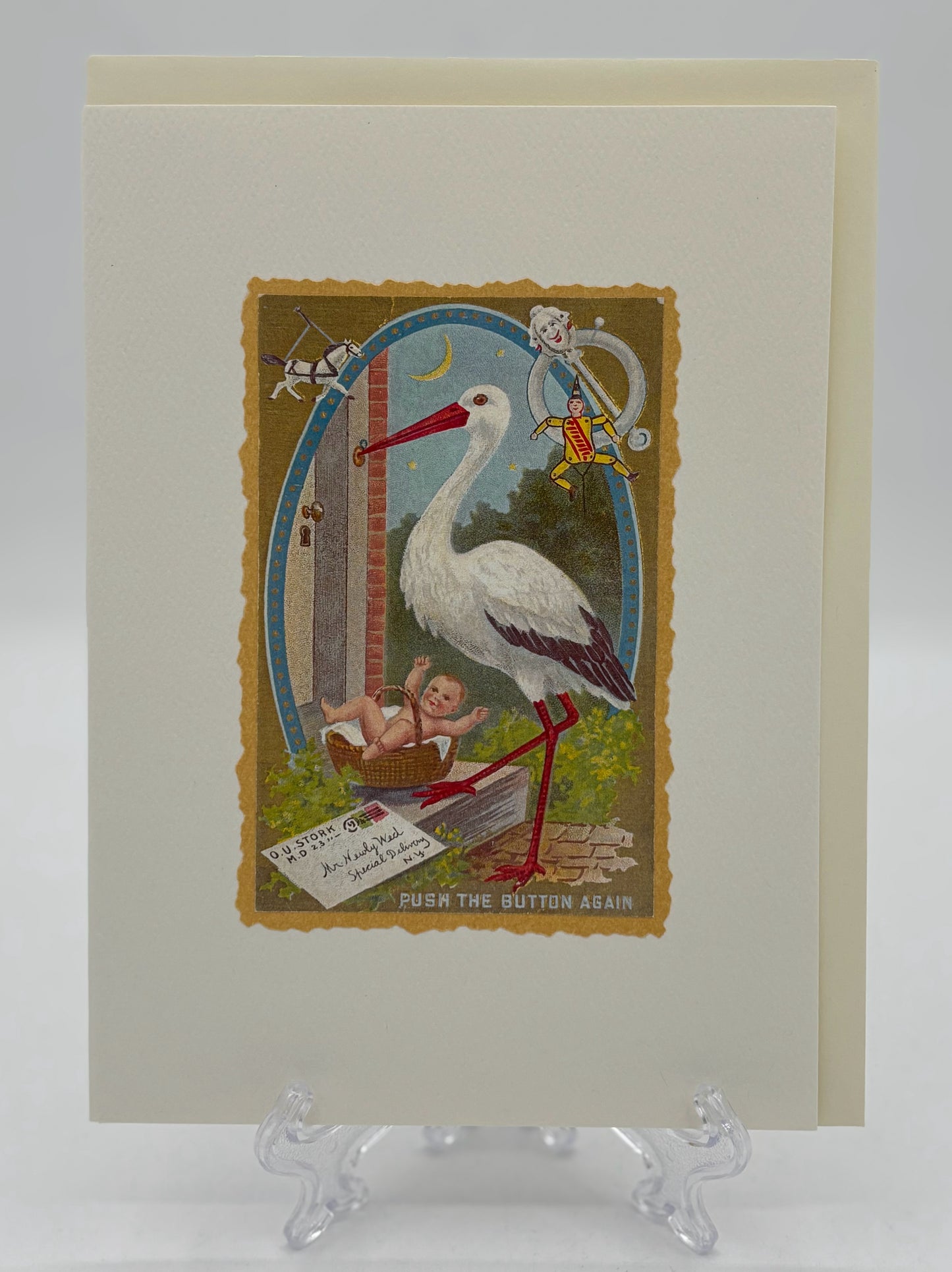 Stork Rings Doorbell New Baby Card