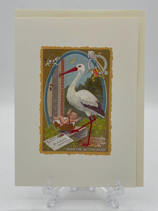 Stork Rings Doorbell New Baby Card