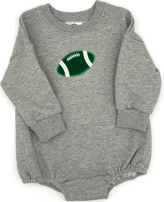 18 M Onesie Sweatshirt Long Sleeve - Gray w/Green & White Football