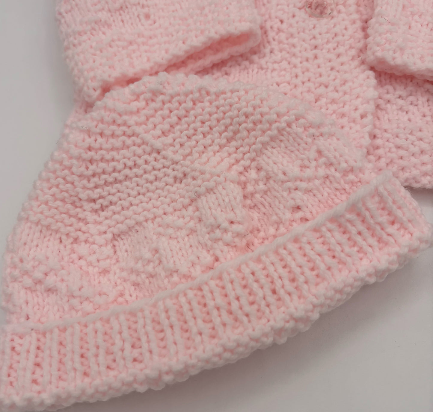 3 M Baby Pink Acrylic Stripe Knit Sweater & Hat