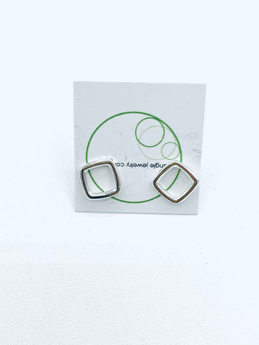 Open Square Stud Sterling Silver