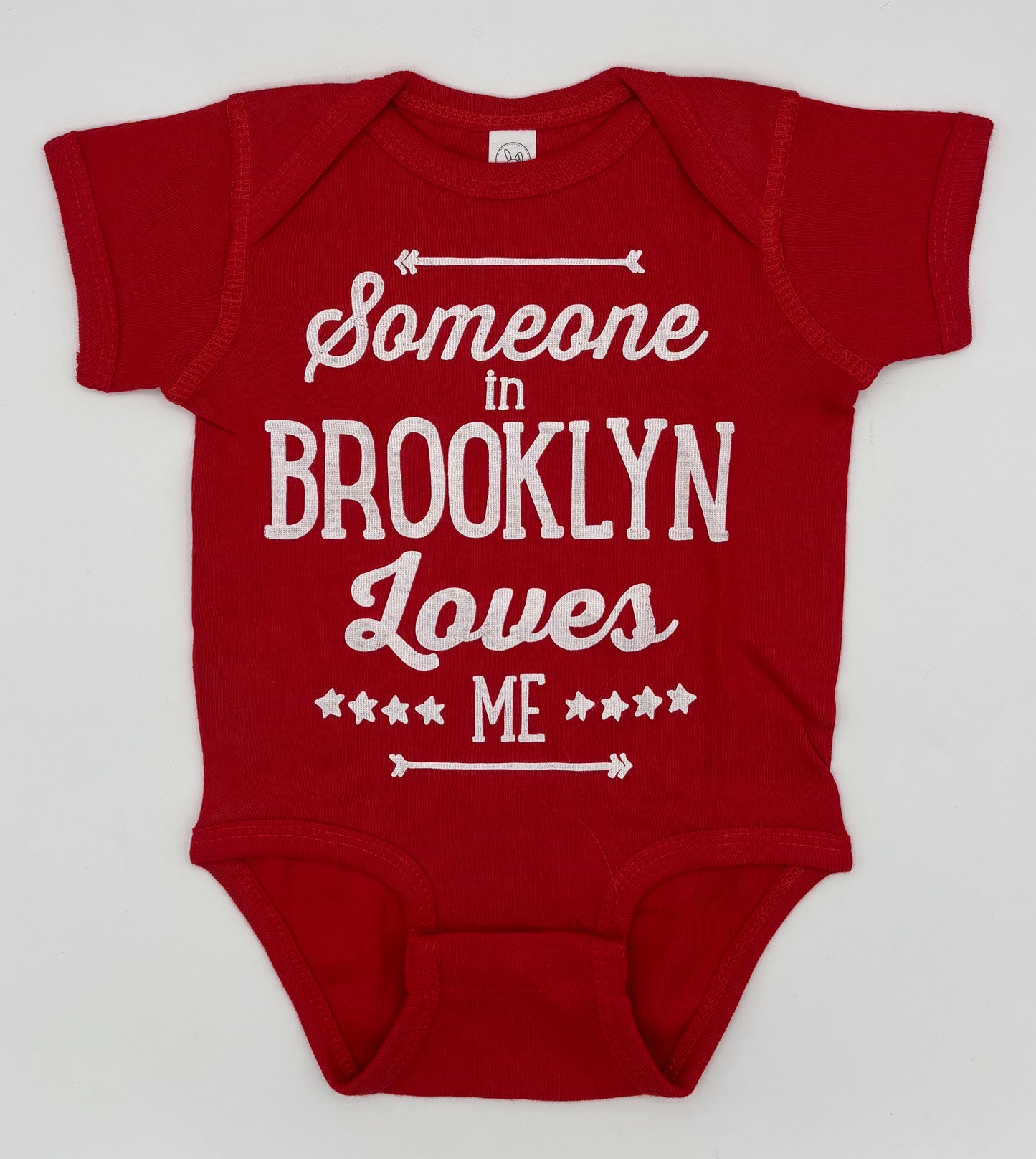 Someone in Brooklyn Loves Me Onesie Red 6M