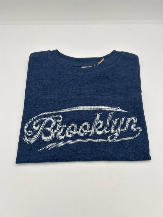 Brooklyn Script Youth Football T Blue/White Size XS