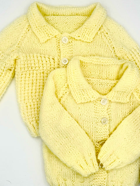 12-18 M Pale Yellow Acrylic Knit Cardigan