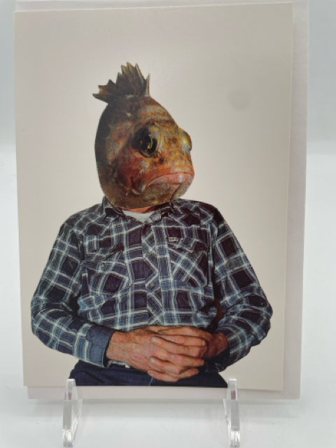 Fish Head In Plaid Card