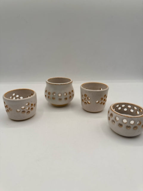White Glazed Tea Light Holder