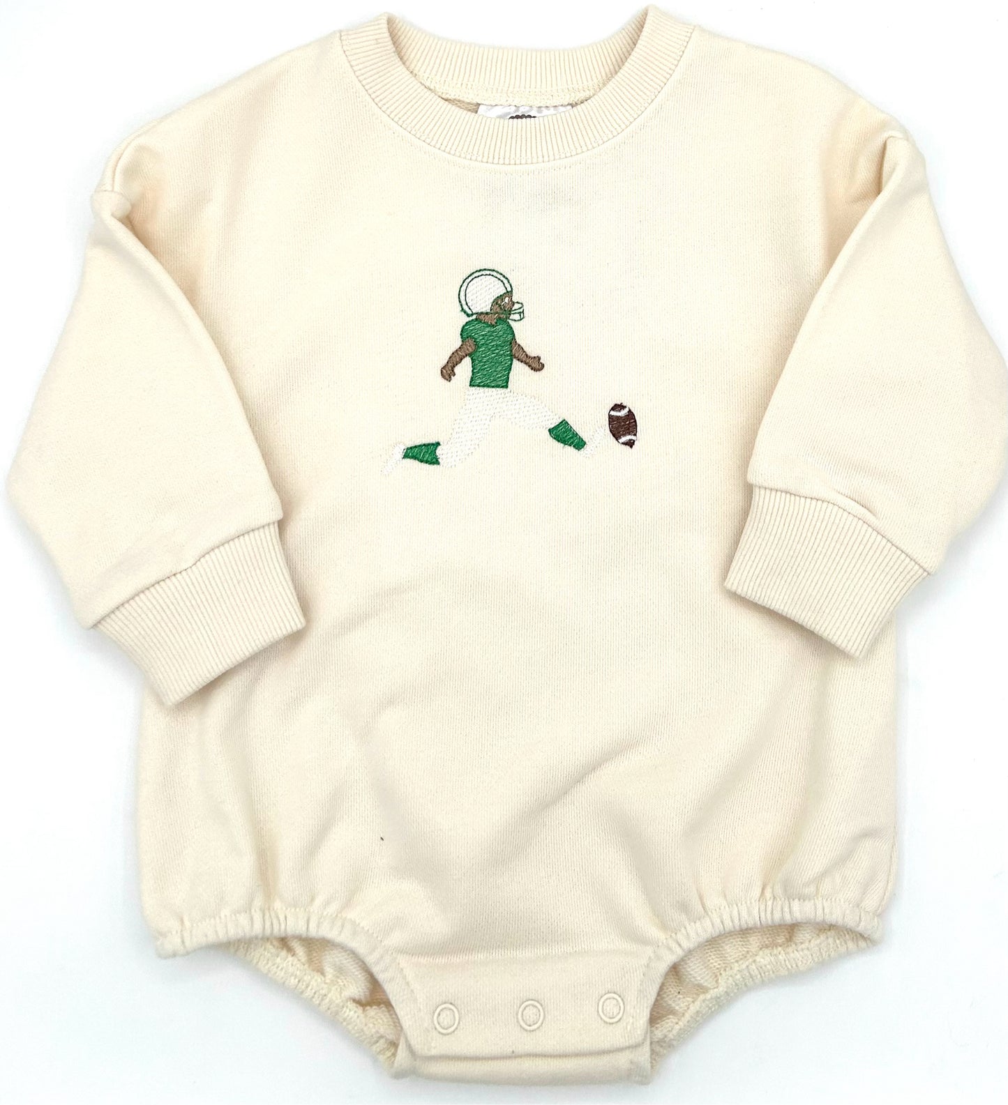 12 M Onesie Sweatshirt Long Sleeve - Gray w/Green & White Football Player