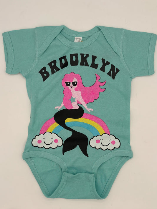 Brooklyn Sassy Mermaid Onesie Aqua Size 18M