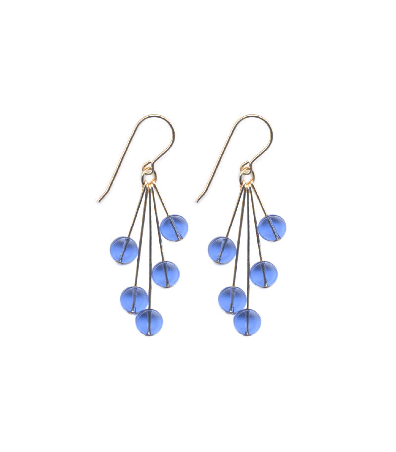 Translucent Blue Circle Cluster Earrings