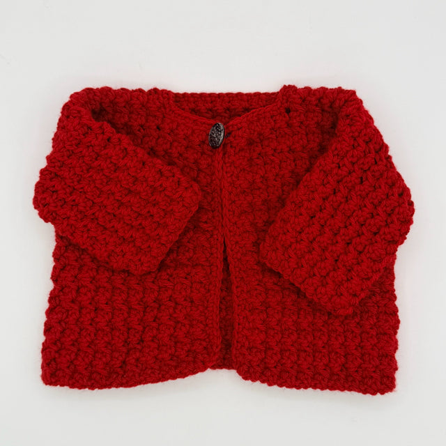 0-3 M Red Acrylic Crochet Swing Jacket