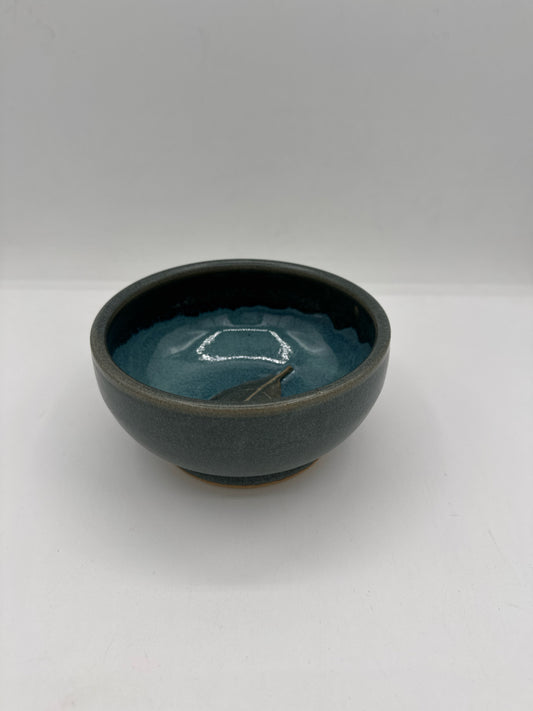Green Cereal Bowl with Leaf Print