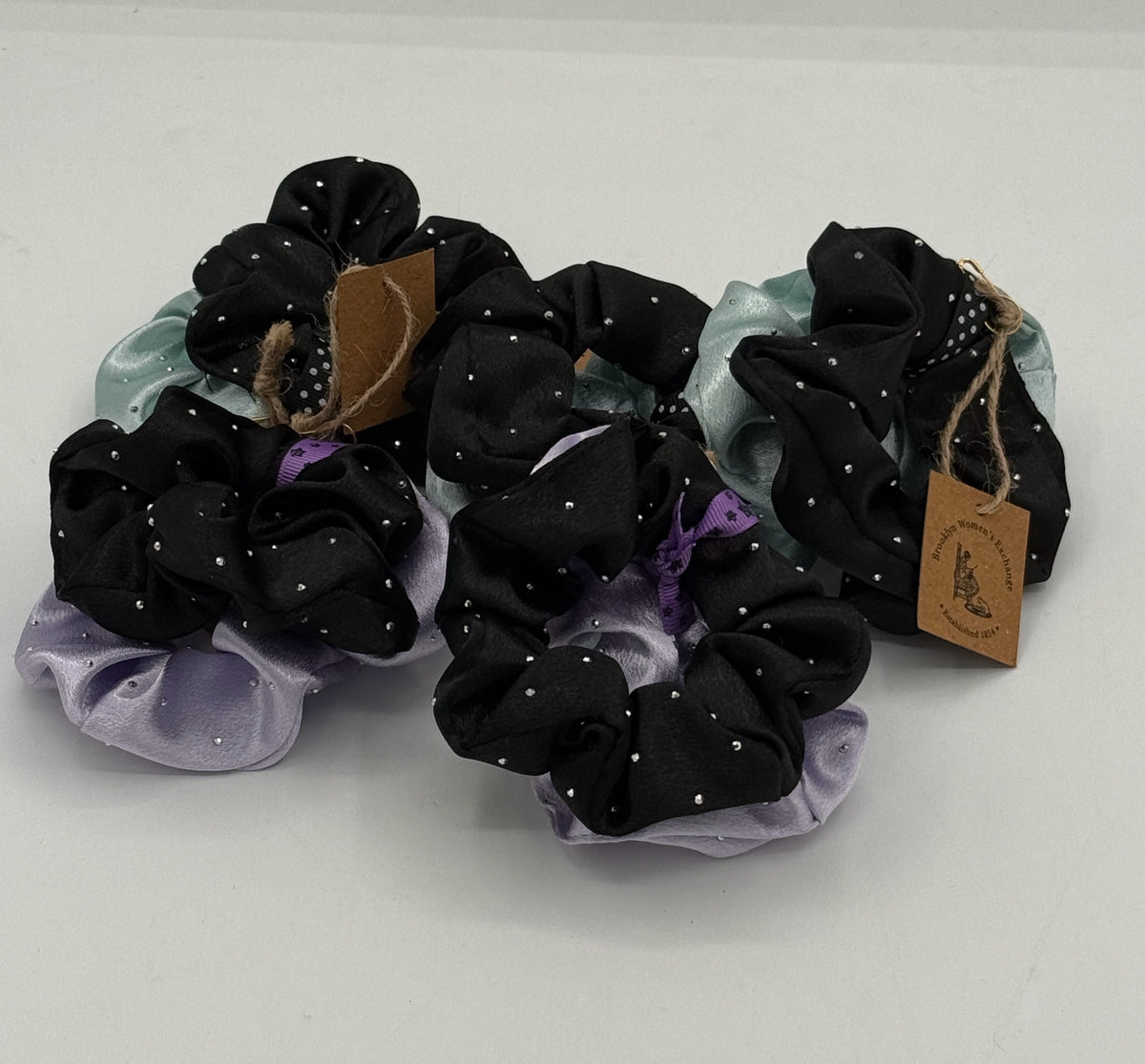 Halloween Black Studded Scrunchie - Pair