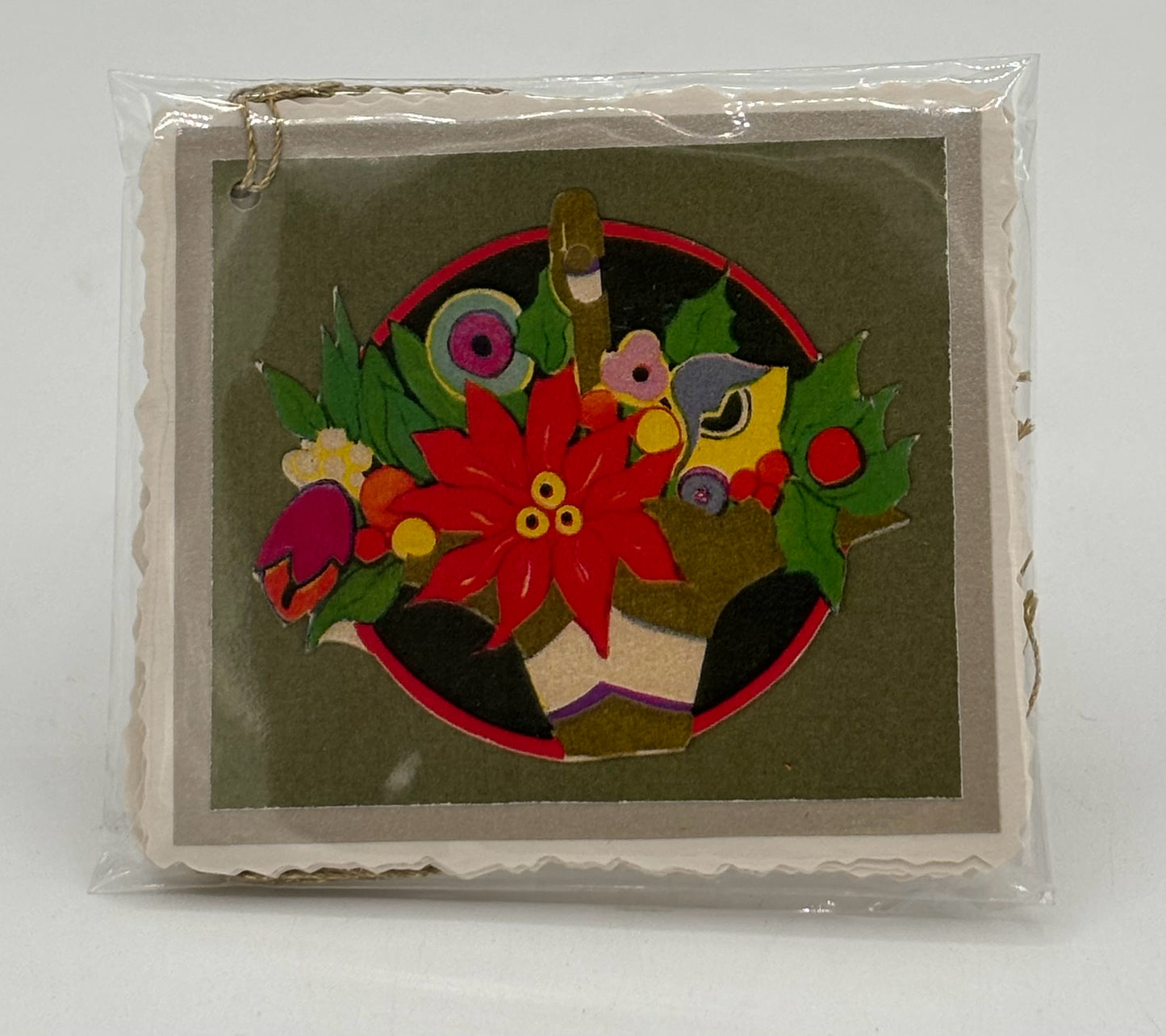 Poinsettia Basket 10-Pack Christmas Tags