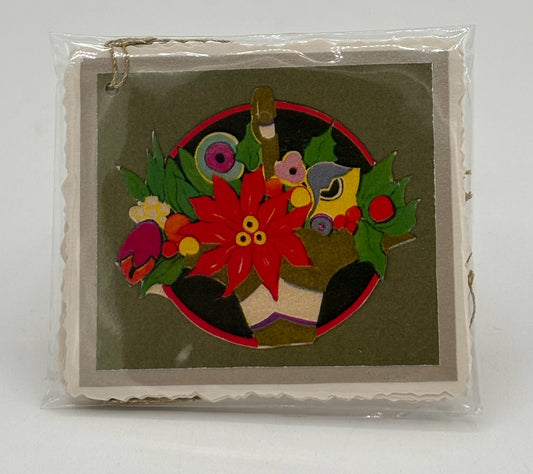 Poinsettia Basket 10-Pack Christmas Tags