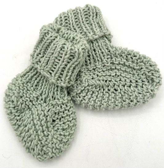 0-6 M Organic Cotton Knit Booties - Green