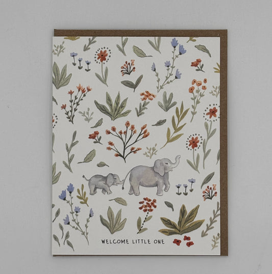 Welcome Little One Elephant Baby Card