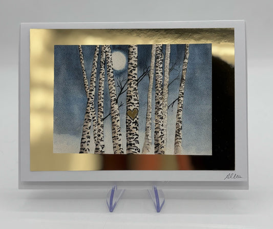 Gold Birches Valentine's Card