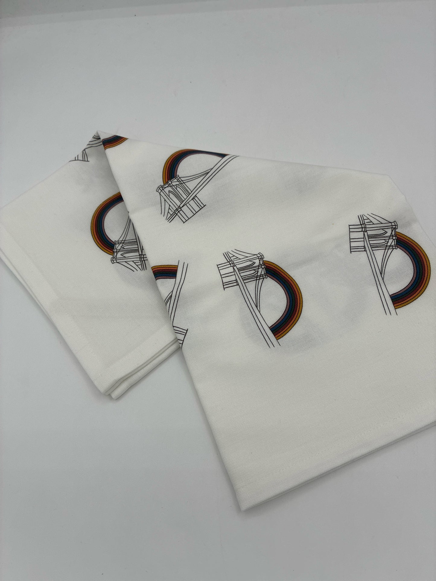 Brooklyn Bridge Cotton Tea Towel with Rainbow