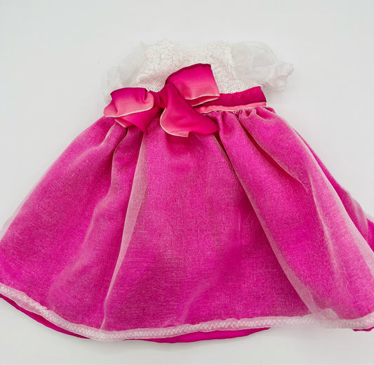 Pink Short Sleeve w/White Sequin Top and Pink Bow for 18" Doll