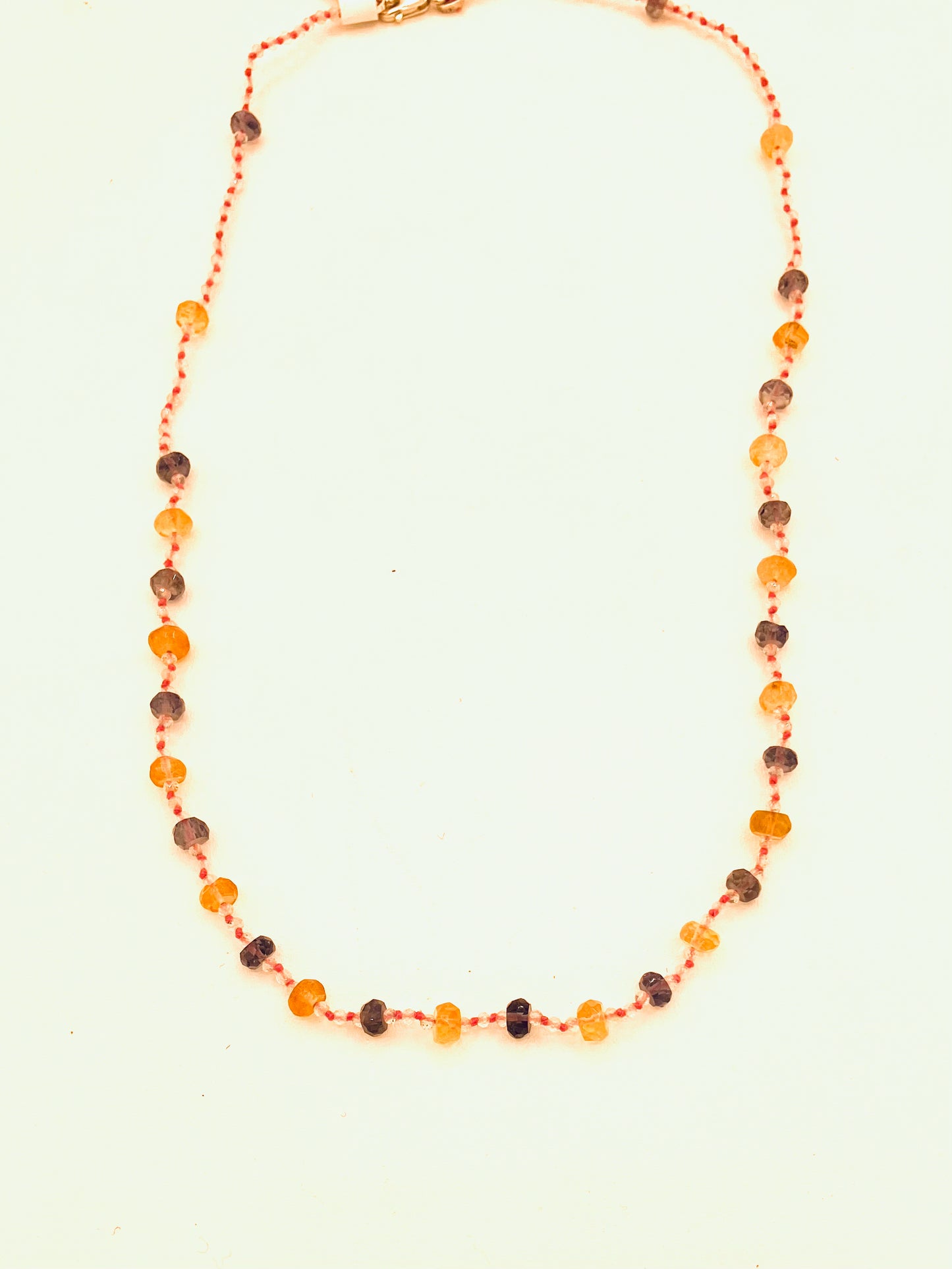 White Topaz, Citrine and Iolite Knotted Necklace