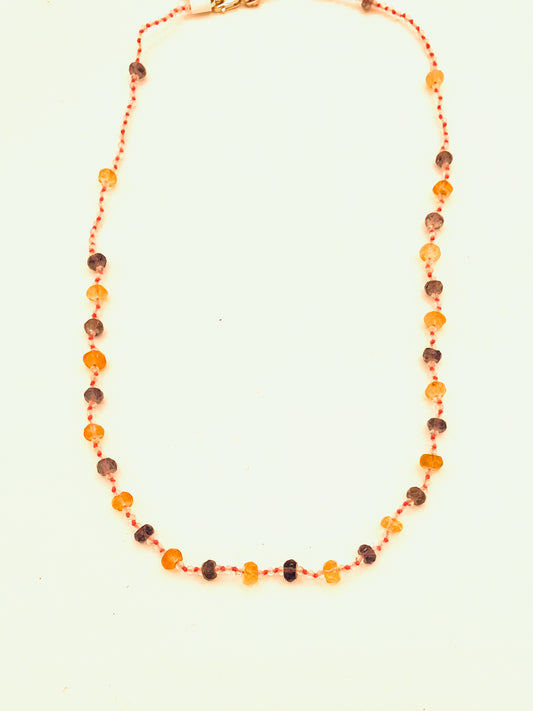 White Topaz, Citrine and Iolite Knotted Necklace
