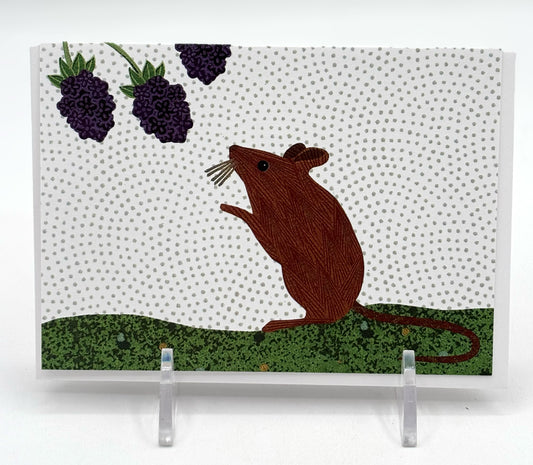 Mouse with Blackberries Card