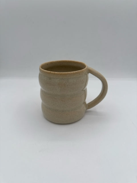 Handmade Sand-Colored Stoneware Bubble Mug