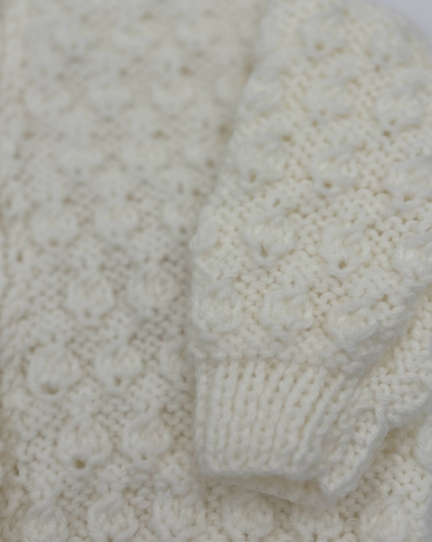 6-12 M White Acrylic Knit Cardigan with Bobbles