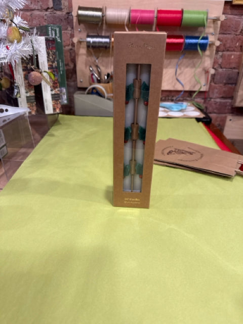 Set of Two Holly Tapered Candles