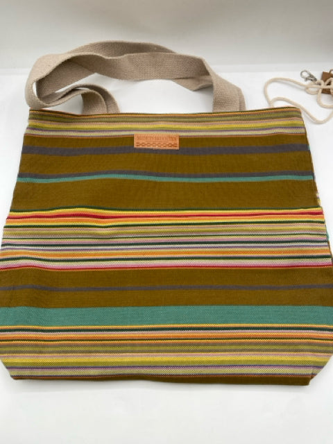 Olive & Multi Striped Tote Bag