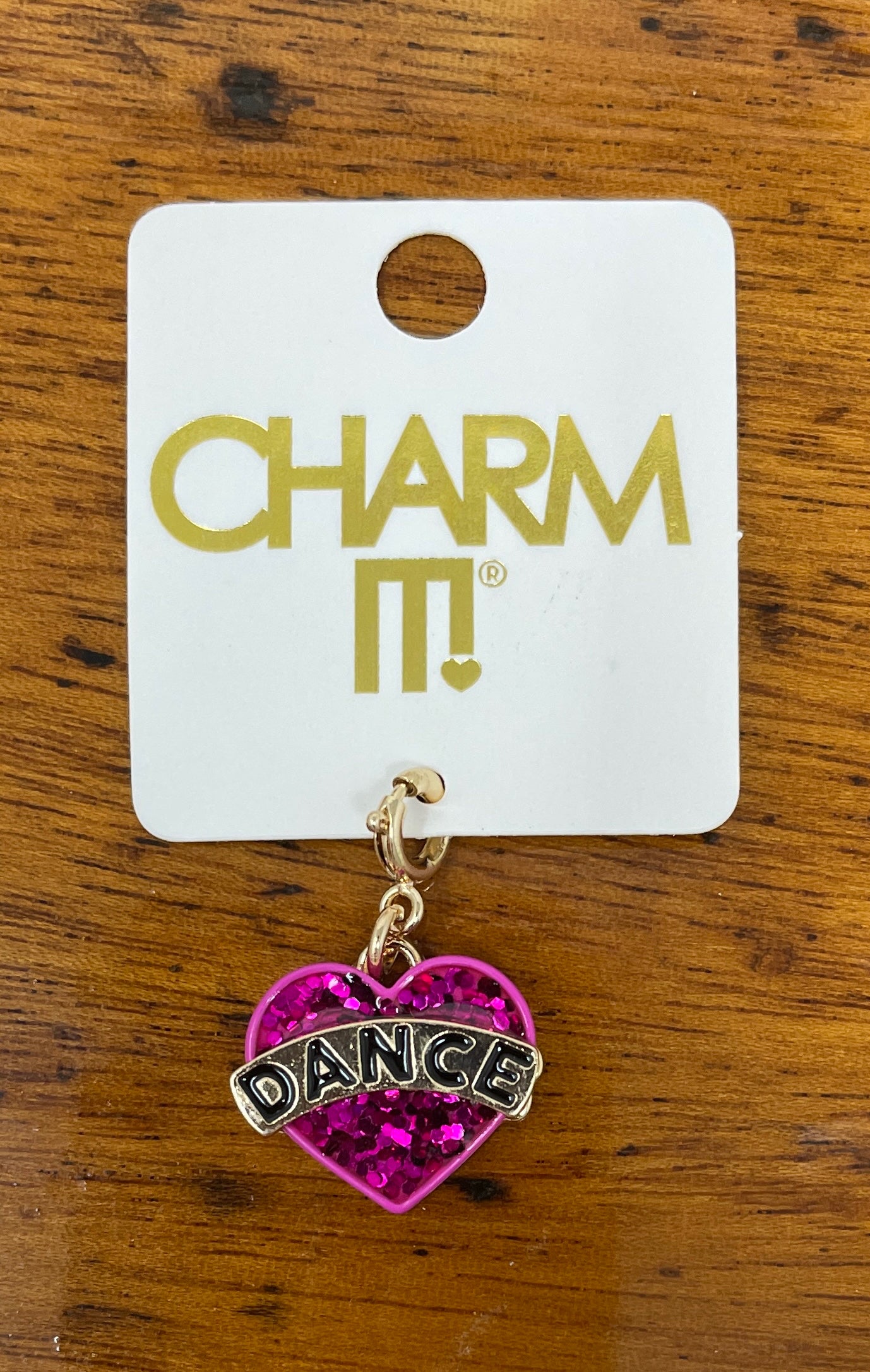 Gold Glitter Dance Heart Charm