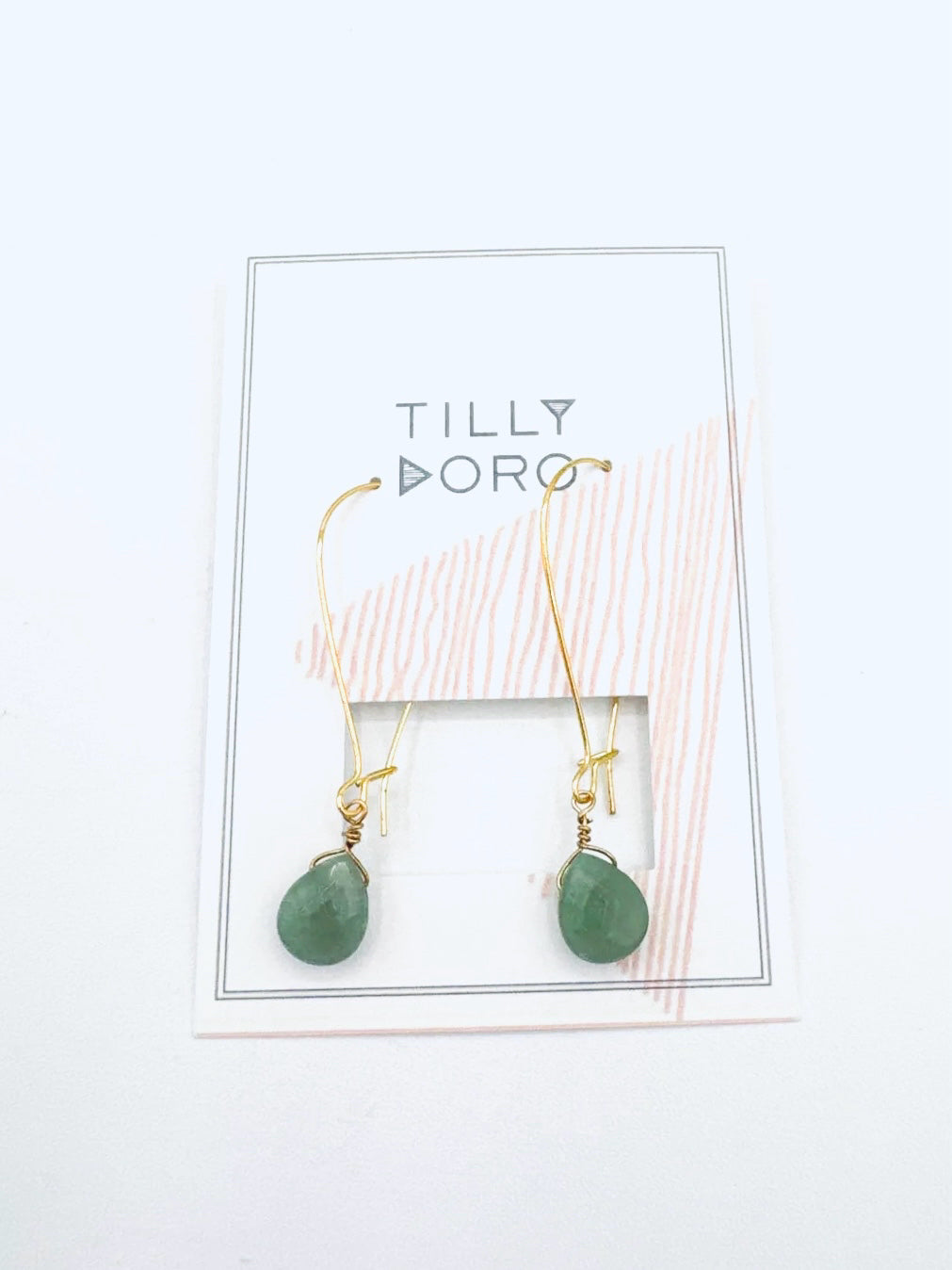 Green Stone Hoops