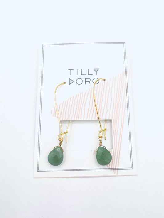 Green Stone Hoops