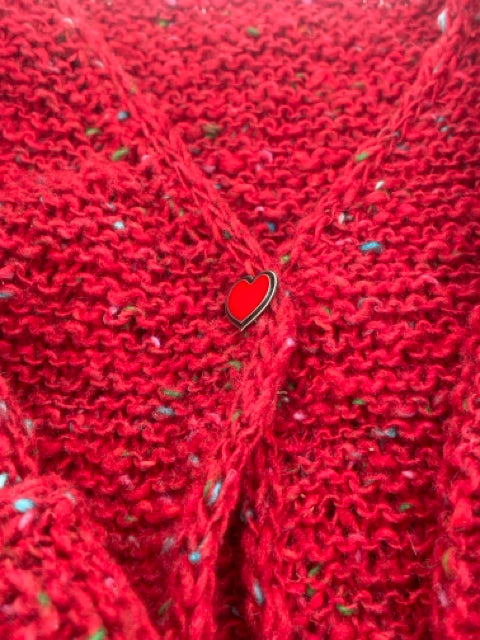 18 M Holiday Red Tweed Cashmere and Wool Blend Knitted Sweater