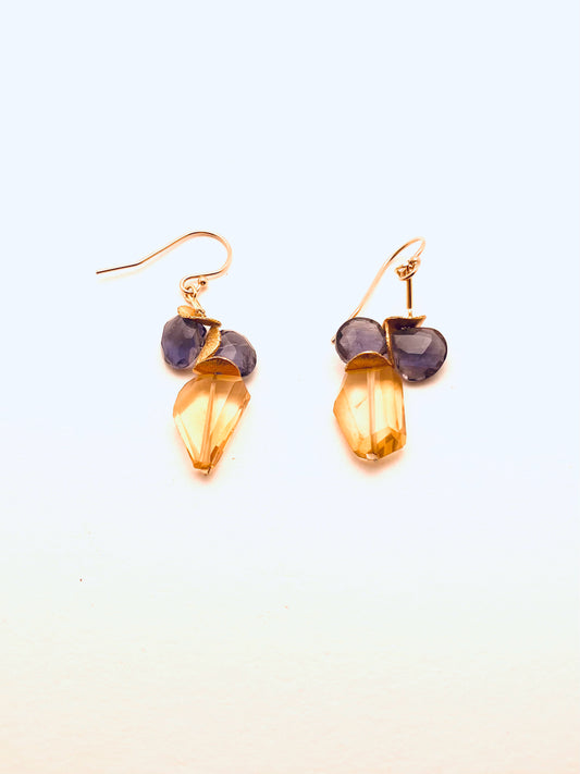 Mix Match Citrine with Iolite Earrings