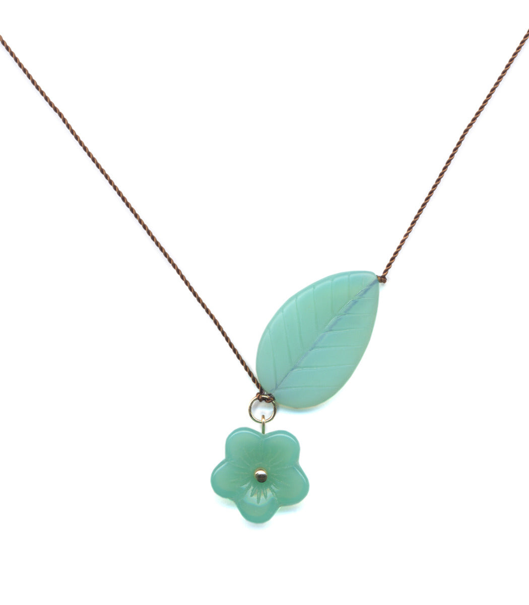Growth - Green Glass Flower Necklace