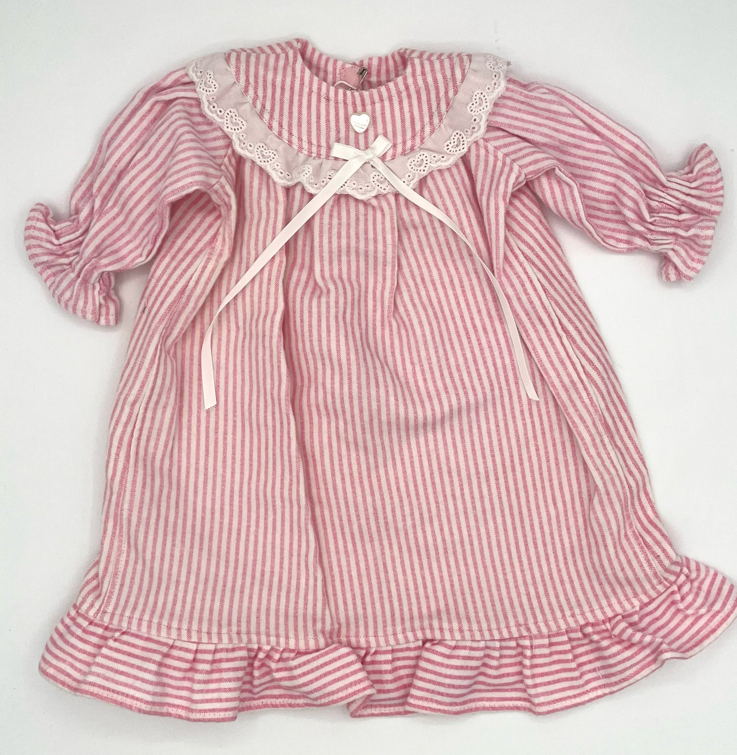 Candystripe Pink Flannel Nightgown for 18" Doll