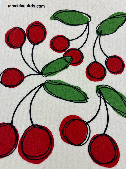 Cherries Swedish Dishcloth